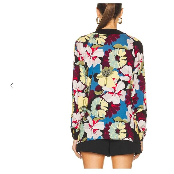 Smythe Blocked Floral Multicolor Blocked Kimono Blouse - Size M - Picture 4 of 8